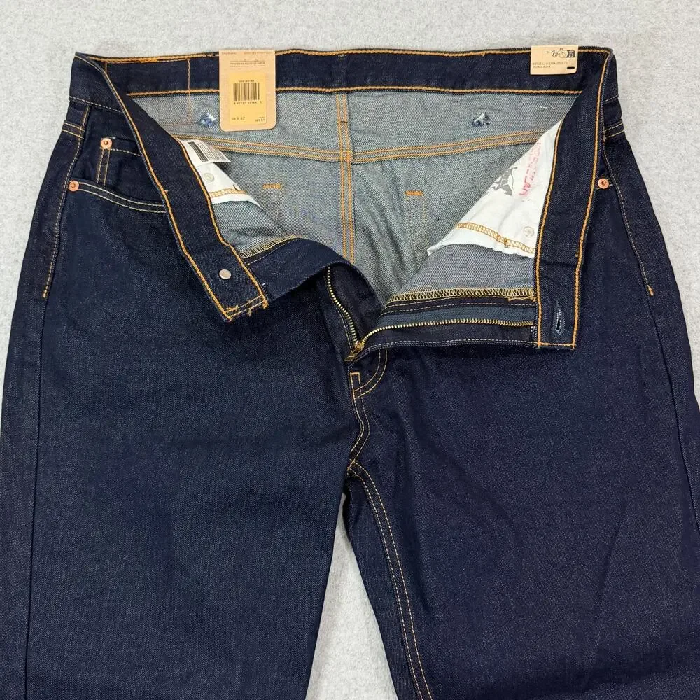 Levi's 514 Straight Leg Jeans Men's 38x32 Dark Wash Denim Blue NWT Irregular